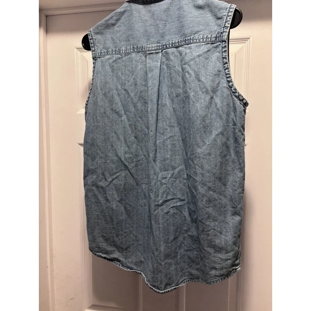 Vintage "Kona" Hawaii 90s Hard Rock Cafe Denim button up Women's sleeveless‎ - Picture 5 of 7